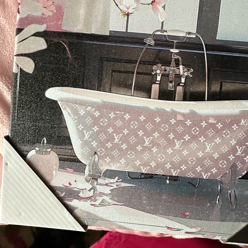 🌶️👑 Luxury Fashion Bath Wall Art with Pink Floral Accents - Picture 7 of 12